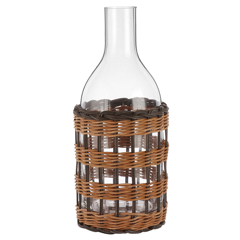 Garrafa em Vidro e Rattan Marrom
