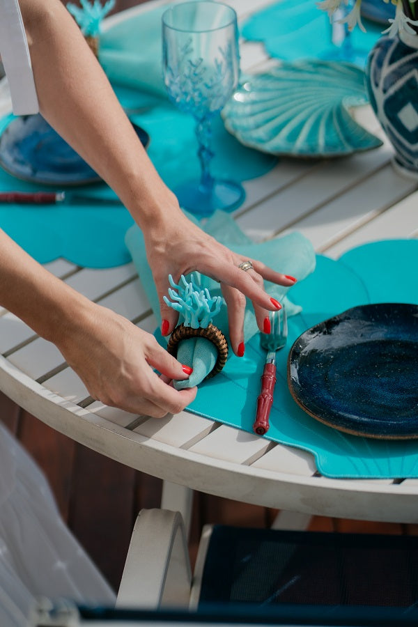 Conjunto 4 Porta Guardanapos Coral Azul