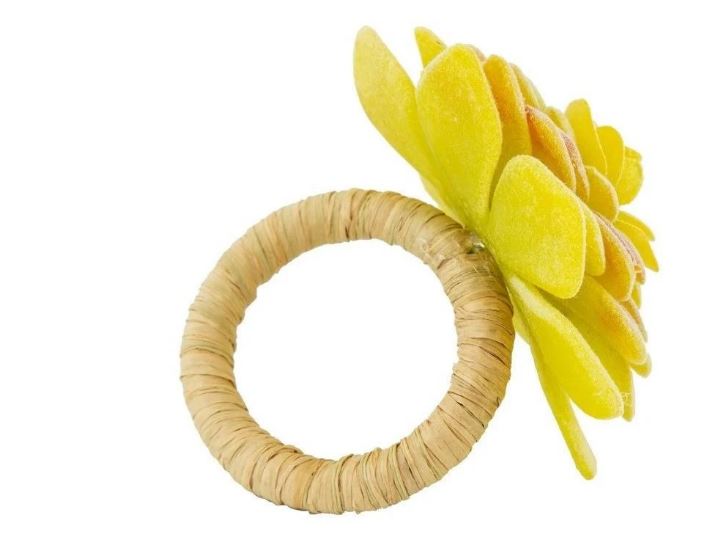 Jogo 4 Porta Guardanapos Flor Amarela