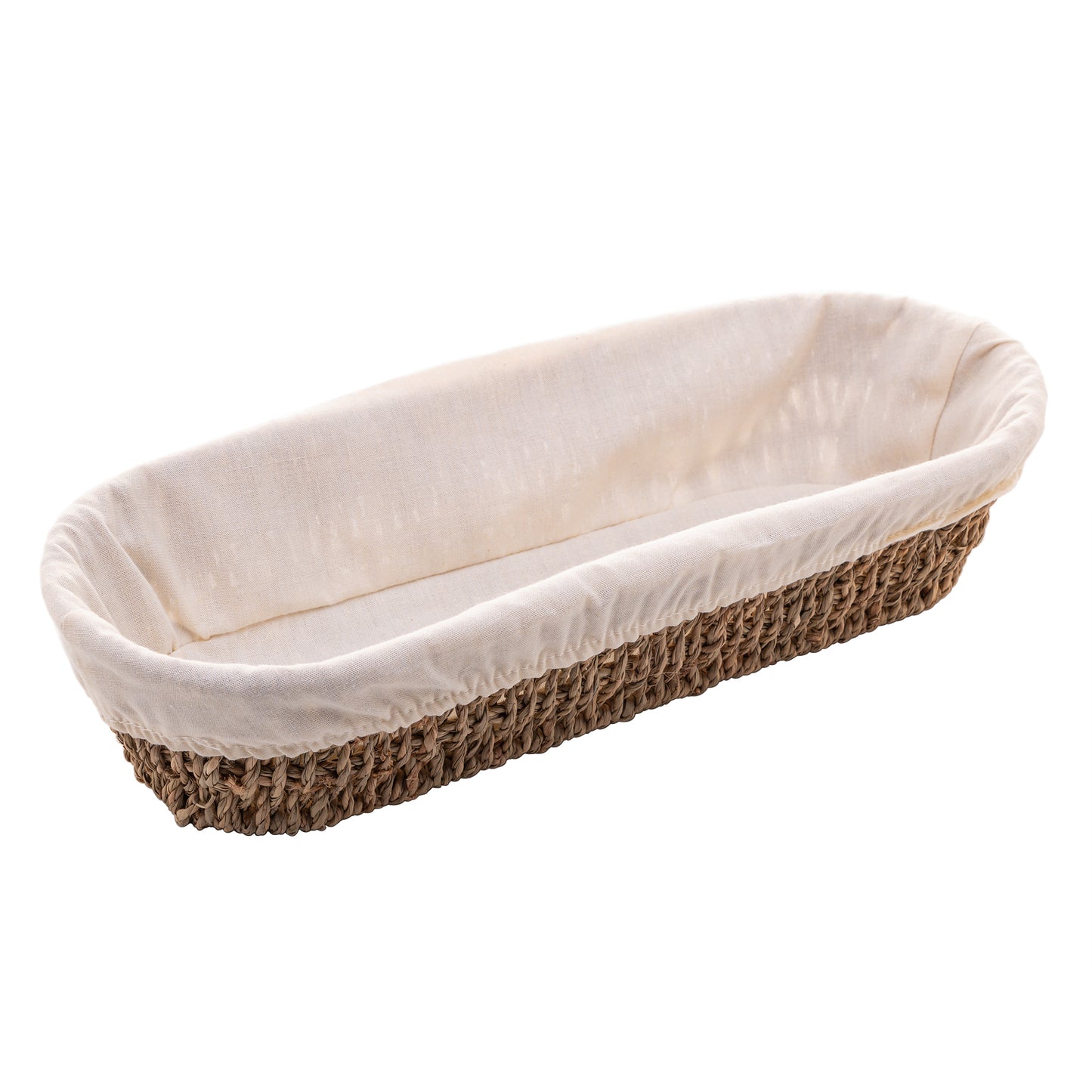 Cesta Oval de Sisal C/ Forro em Tecido 35x13,5x7cm