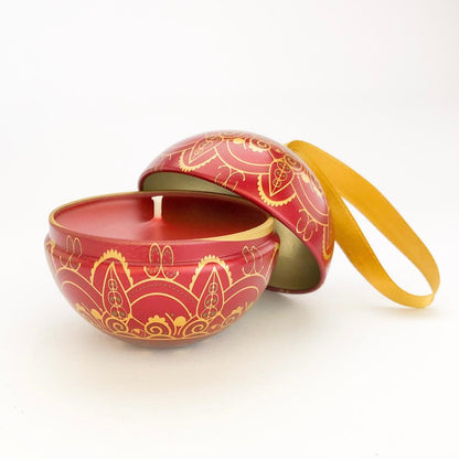 Vela em Lata bola de Natal Vermelha