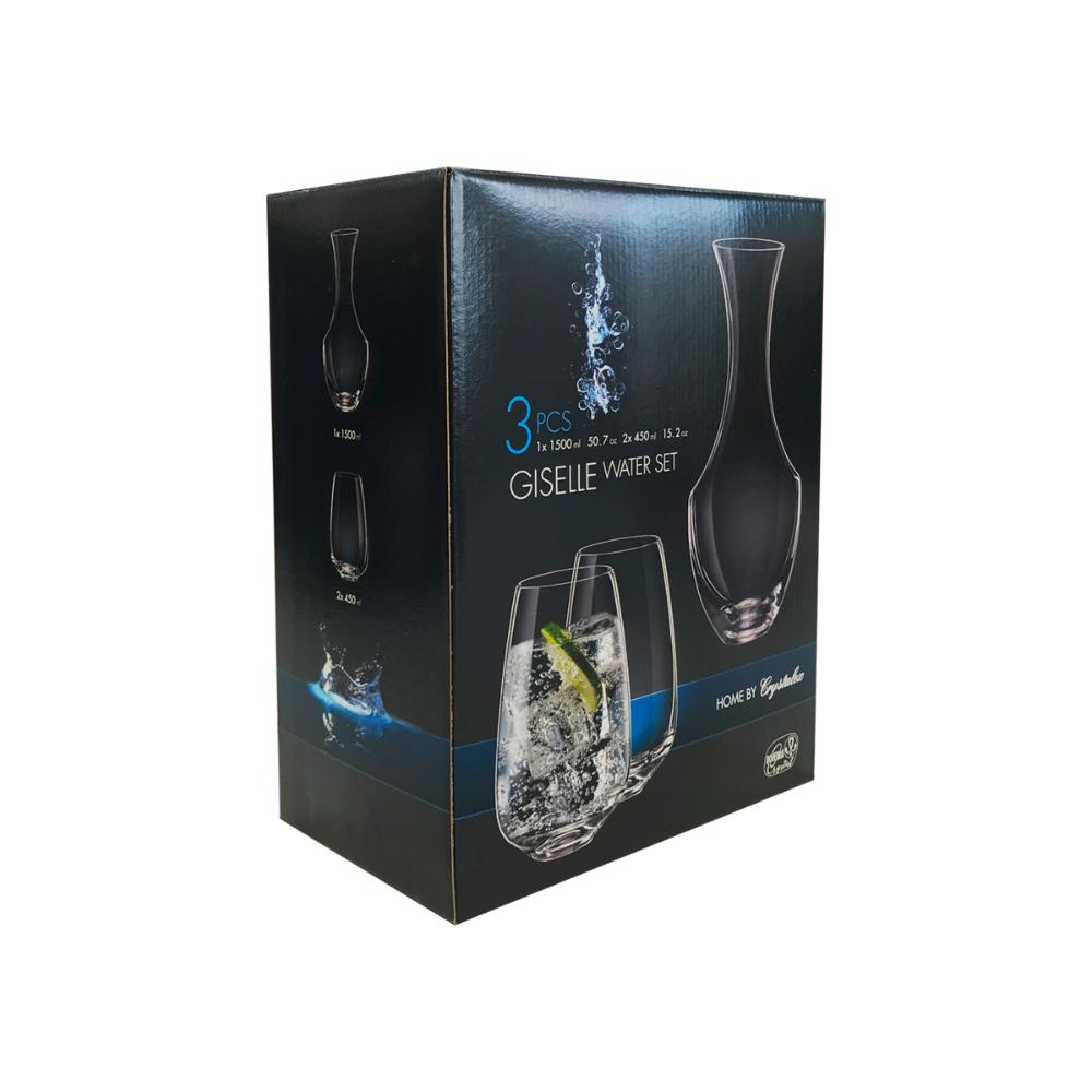 Jogo de Jarra e Copos de Cristal Bohemia 3 peças