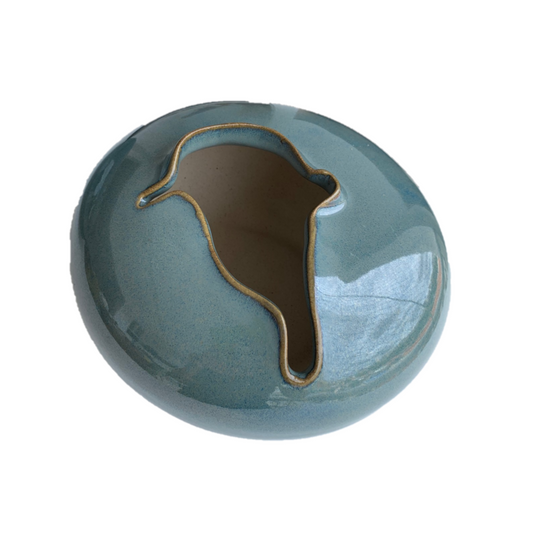 Vaso Elipse Esmaltado Azul 34cm