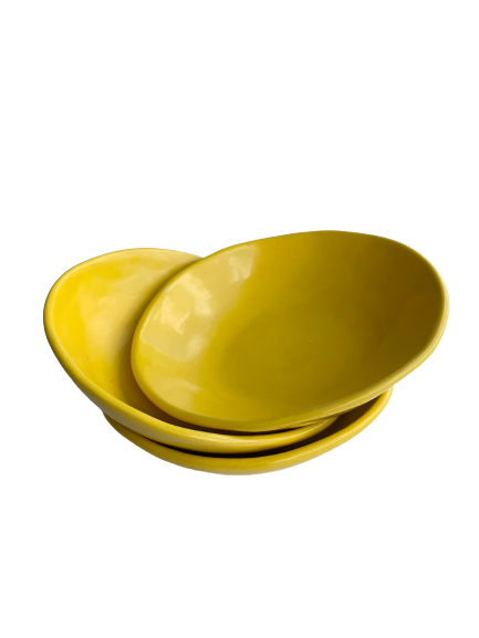 Conjunto de trio de Bowls em Cerâmica Amarela