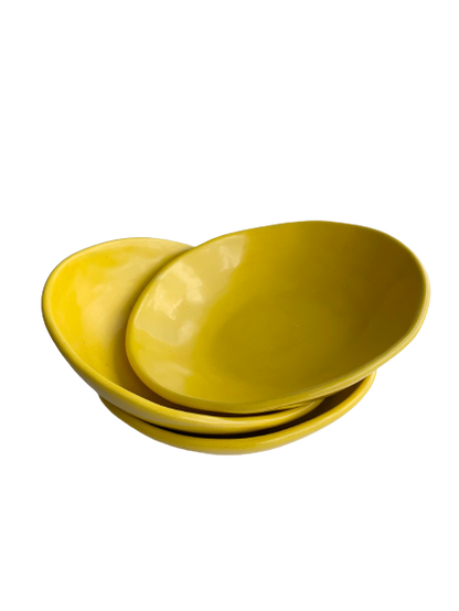 Conjunto de trio de Bowls em Cerâmica Amarela