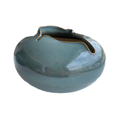 Vaso Elipse Esmaltado Azul 34cm