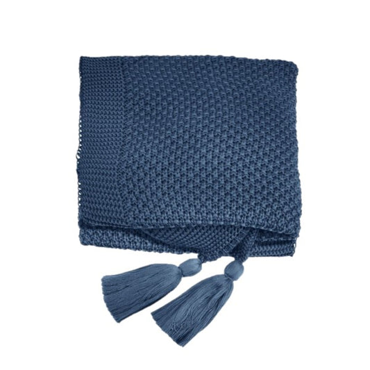 Manta Tricô Trama Lisa Azul Jeans 0,90 x 1,80