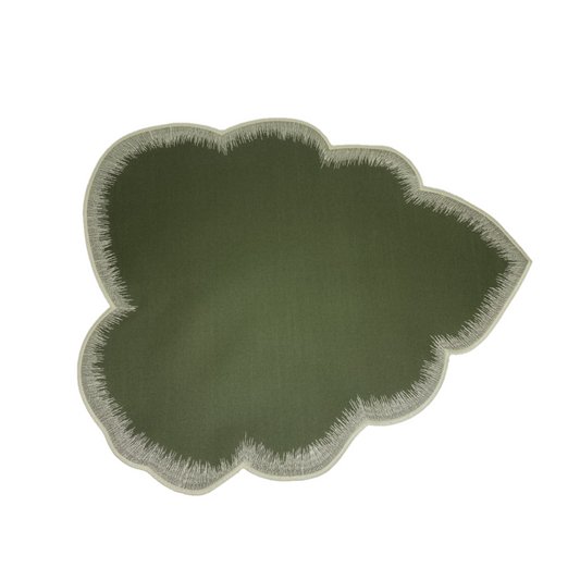 Jogo Americano Folha Nice Verde Musgo e Bege - 4 lugares