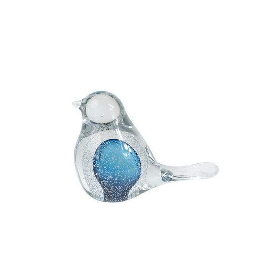 Pássaro Decorativo de Vidro Azul