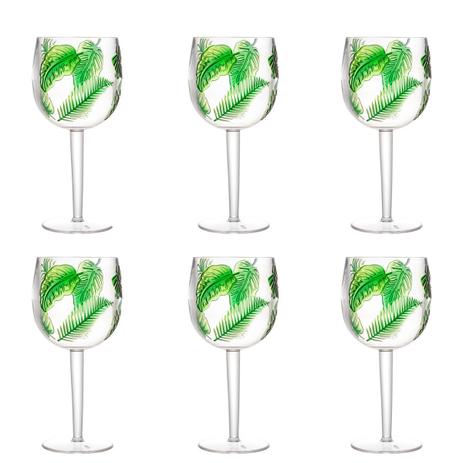 Jogo Taças Acrílico 6 Peças Leaf Verde 495ml