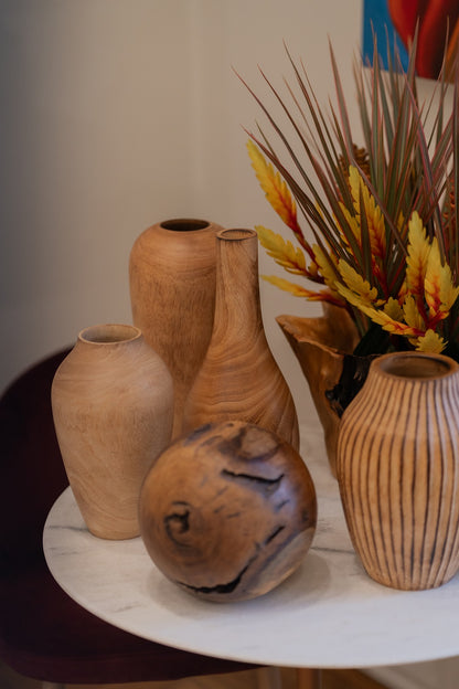 Vaso Decorativo em Madeira Garrafa M