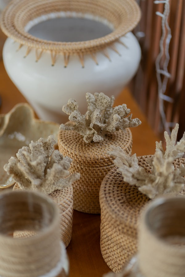 Caixa Rattan Coral Palha M