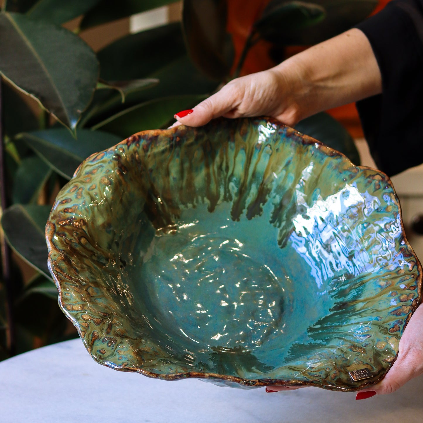 Centro de Mesa em Cerâmica Coleção Aloha 34x31cm