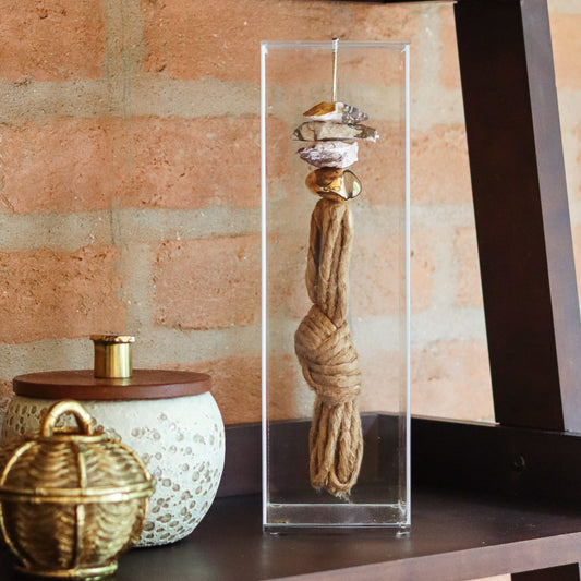 Caixa Decorativa em Acrílico C/ Pedra Natural Jaspe Zebra