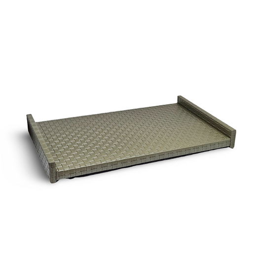 Bandeja em Couro Mosaico Verde Musgo - Base em Feltro 40x23