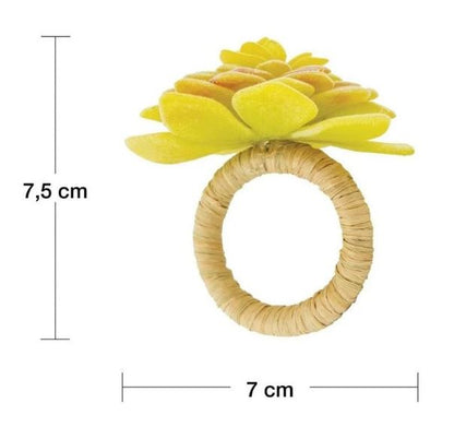 Jogo 4 Porta Guardanapos Flor Amarela