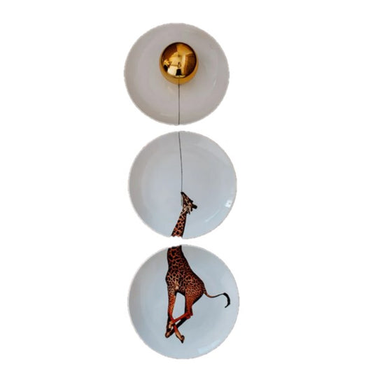 Cj de 3 Pratos Decorativos Girafa