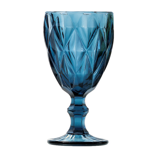 Conj De Taças De Agua de Vidro Azul 6 Pcs Diamante