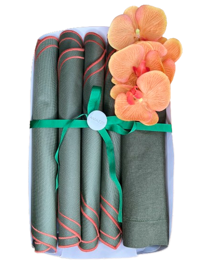 Kit 1 Mesa Posta Verde Musgo e Laranja