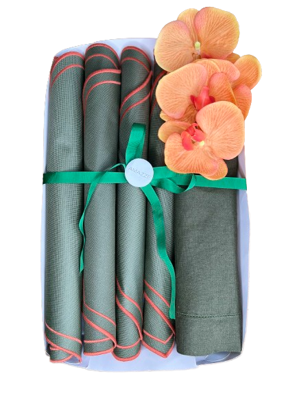 Kit 1 Mesa Posta Verde Musgo e Laranja