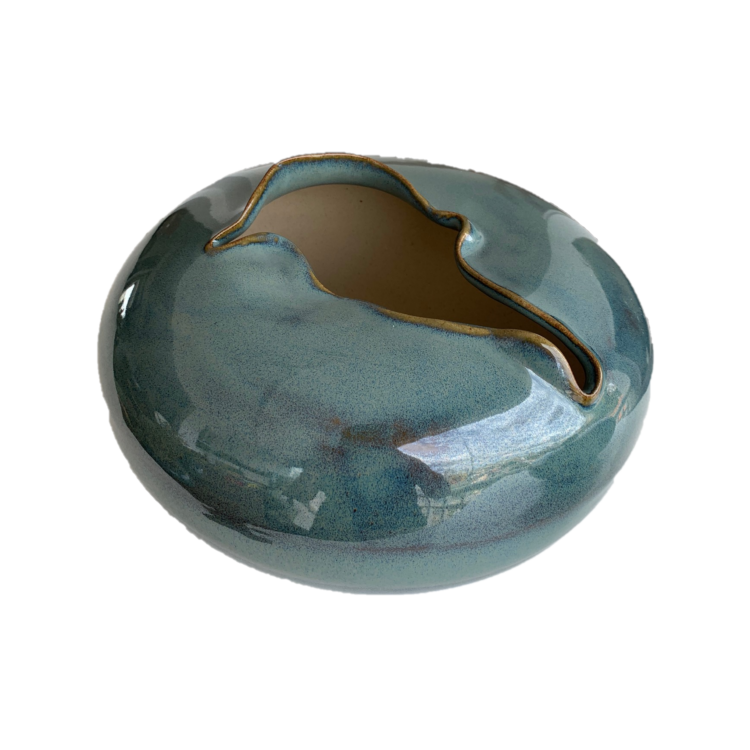 Vaso Elipse Esmaltado Azul 34cm