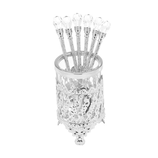 Conj de 06 Colheres C/ Suporte Niquelado Crystal
