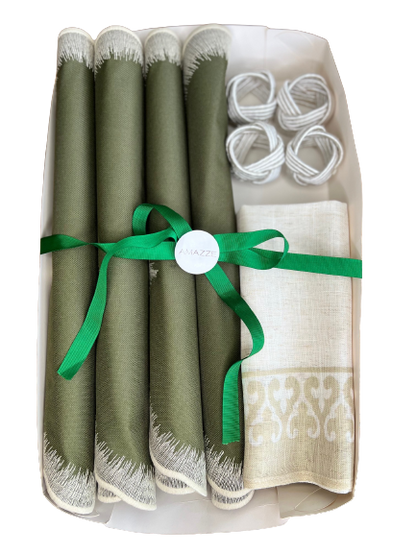 Kit 4 Mesa Posta Verde Musgo e Off