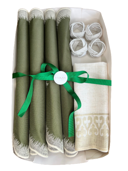 Kit 4 Mesa Posta Verde Musgo e Off