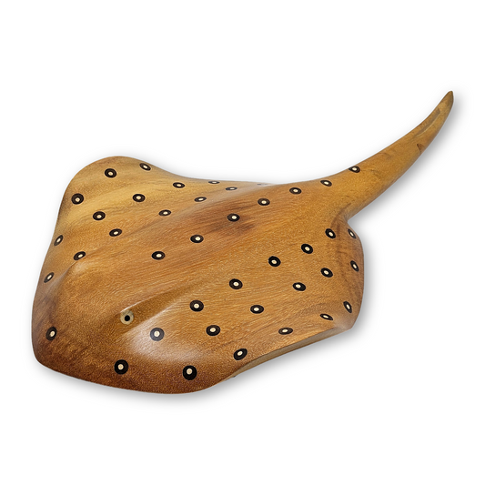 Escultura Indígena de Madeira Arraia Amarela GG