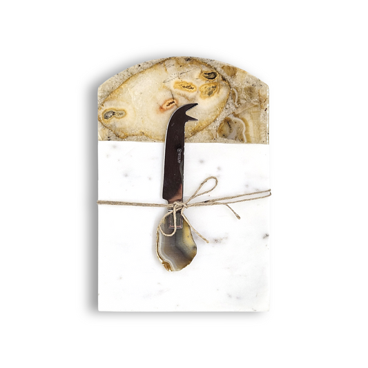 Conj p/ Queijo c/ Tábua de Pedra e Faca de Ágata