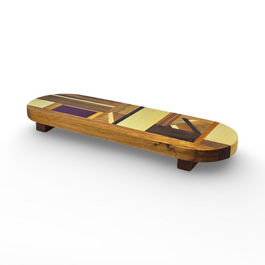 Travessa/Petisqueira Oval Tribal em Marchetaria